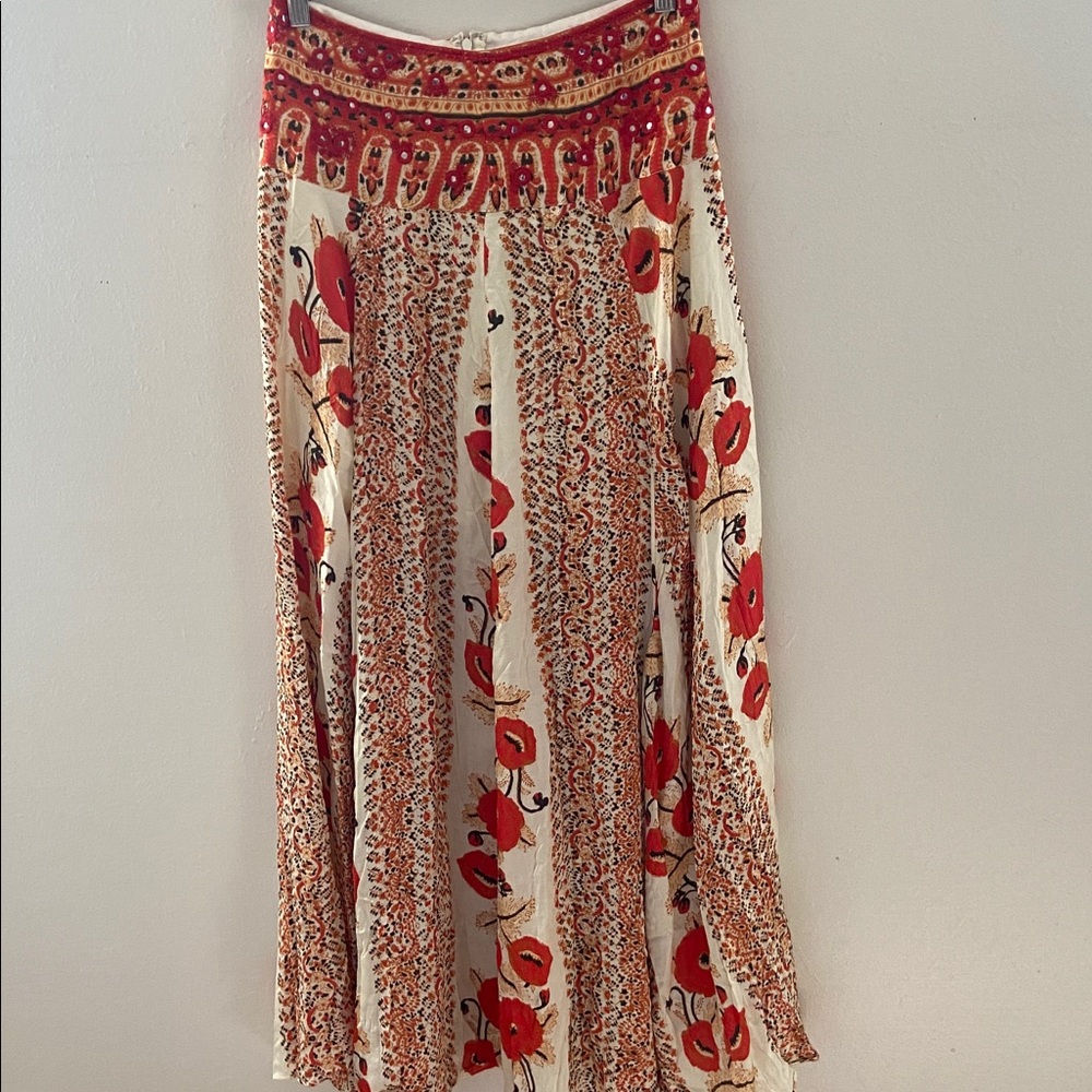 FREE PEOPLE SILK ROAD SET MIDI SKIRT With CROP TOP size 4 Floral - Picture 6 of 13